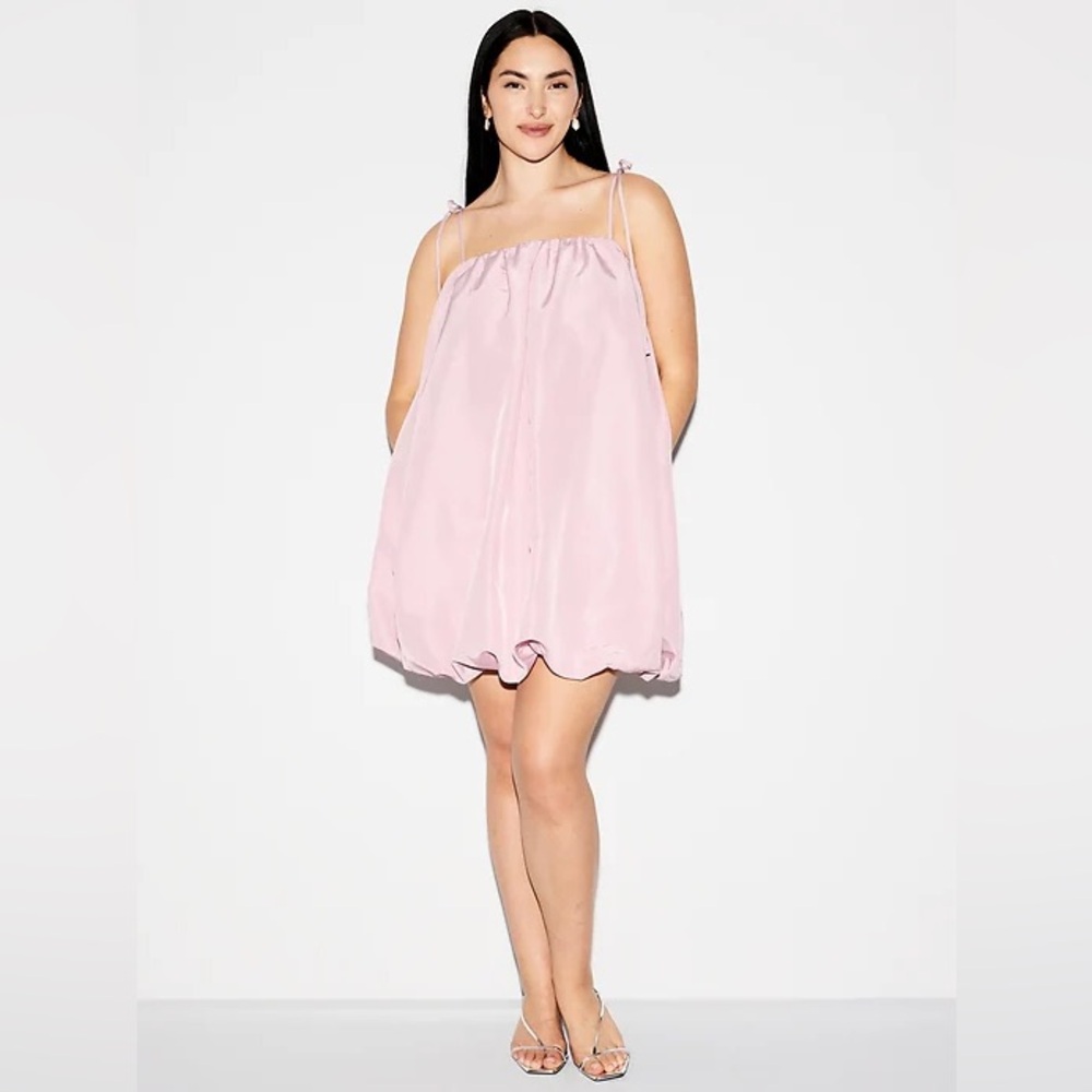 Pink Barbiecore Coquette Taffeta Bubble Hem Mini Dress NWT L Formal Prom - Picture 4 of 9